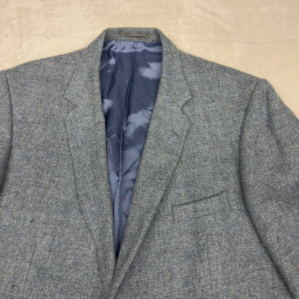 Magee Donegal Mist Tweed Blazer Mens 46R Blue Wool Mohair Cashmere Sport Coat